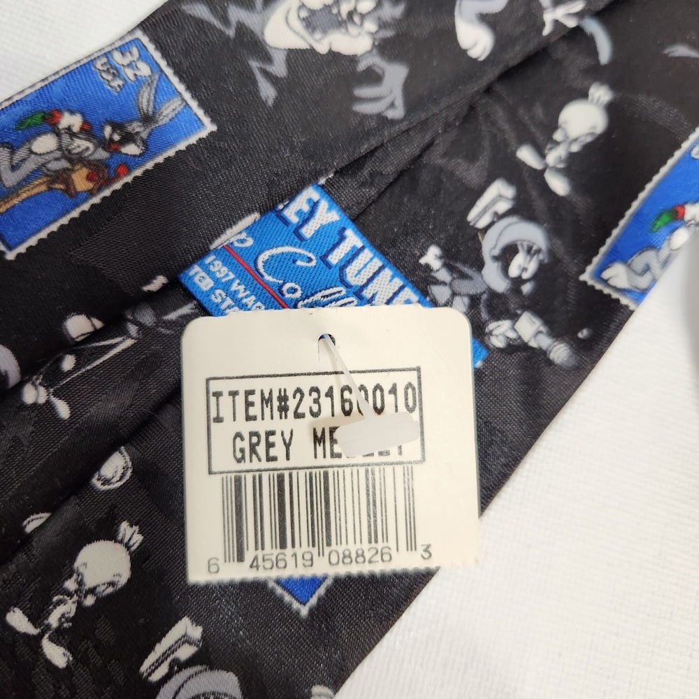 Looney Tunes Bugs Bunny Necktie Licensed Cartoon Stamp Collection Black/Blue - Picture 7 of 7